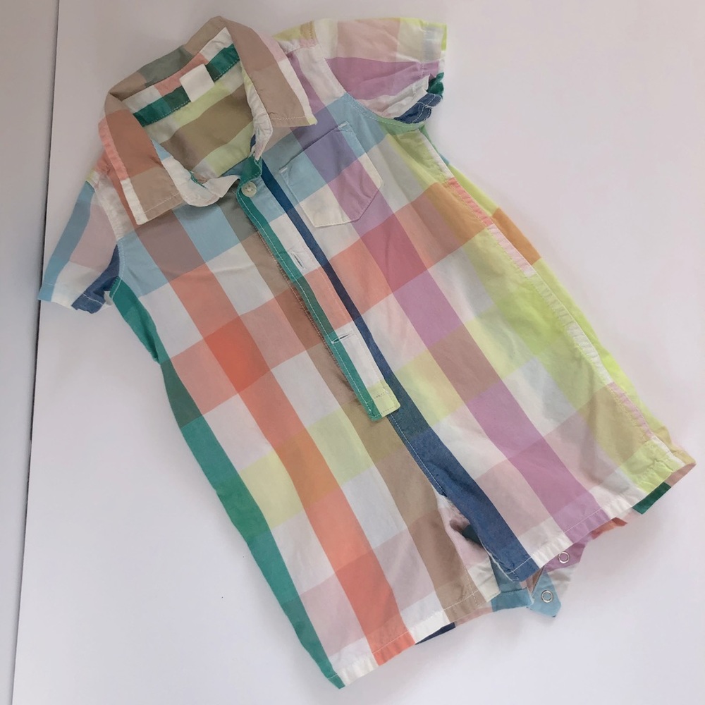 Plaid baby gap romper 6-12m